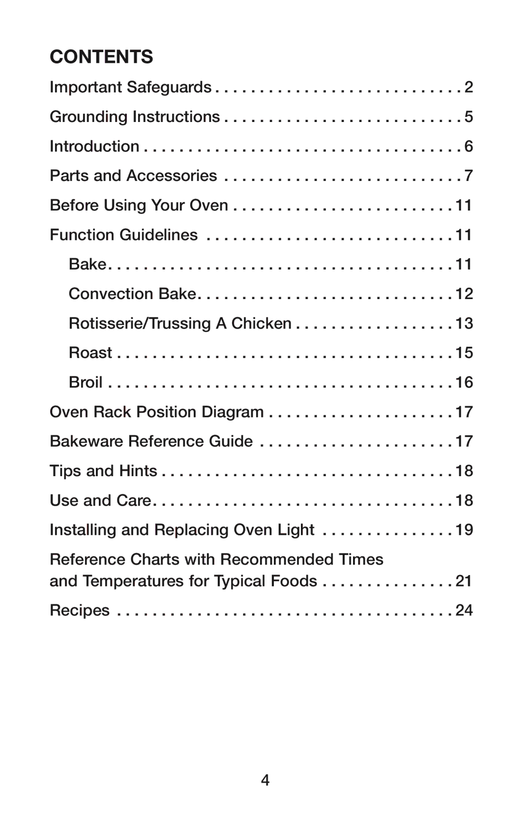 Waring CO900B manual Contents 