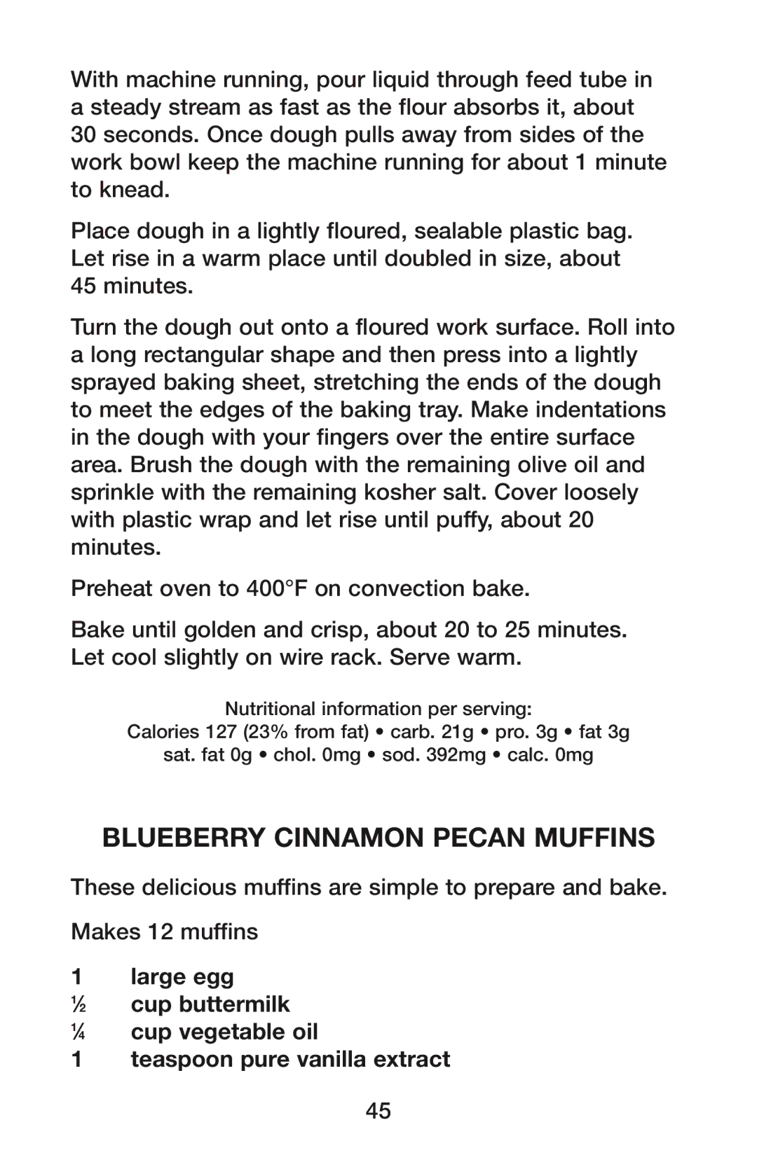 Waring CO900B manual Blueberry cinnamon pecan muffins 