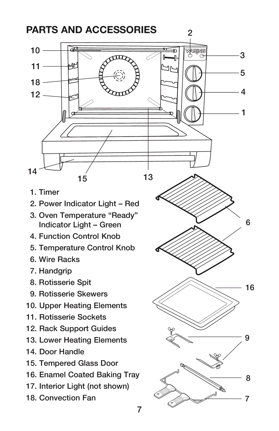 Waring CO900B manual Parts and accessories, 1513 