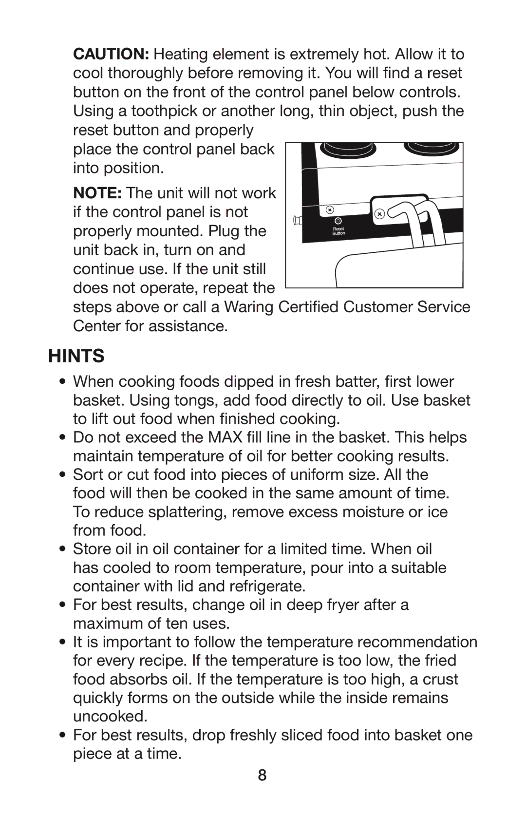 Waring DF250B, DF280 manual Hints 