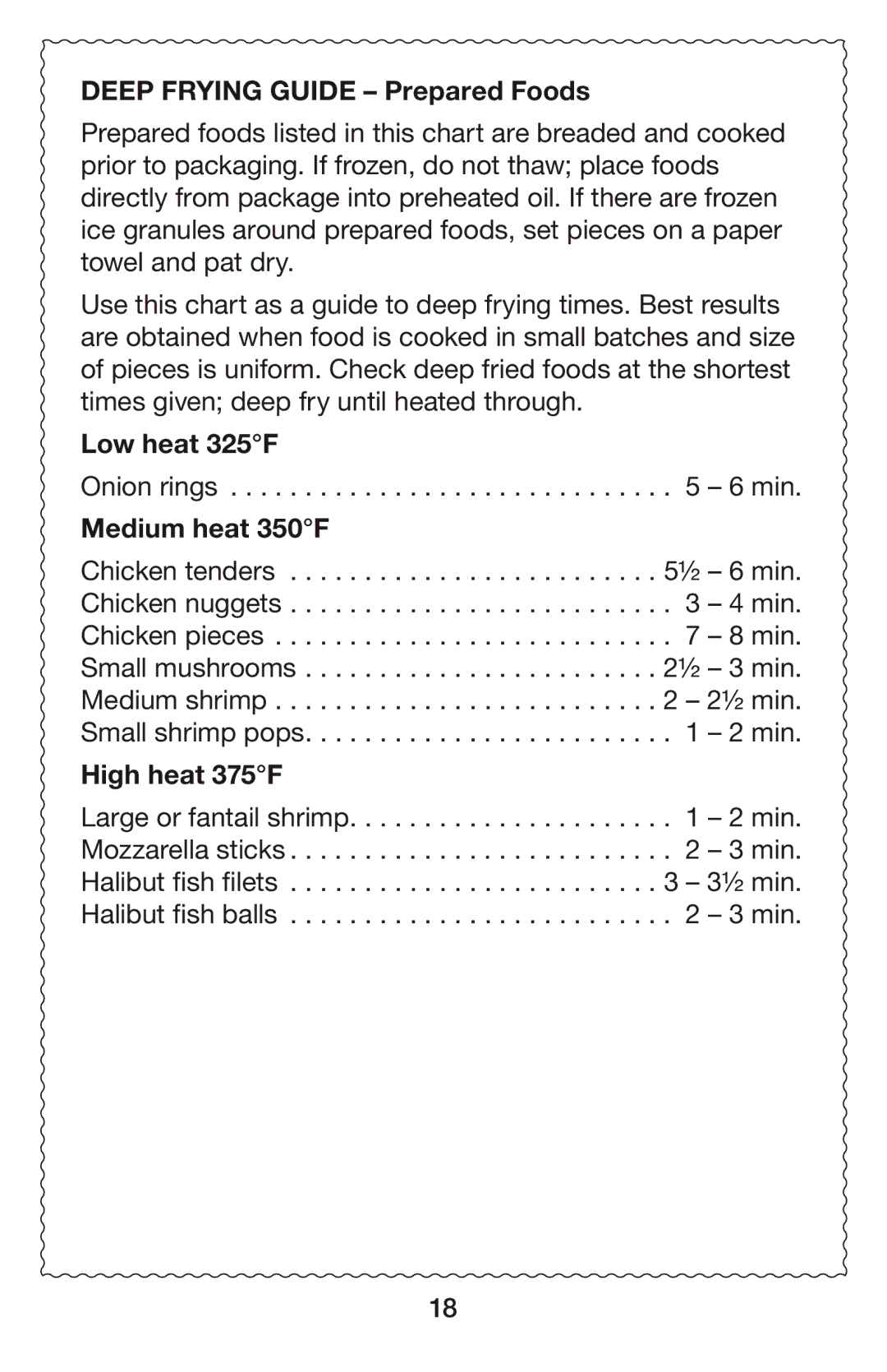 Waring DF55 manual Deep Frying Guide Prepared Foods, Onion rings Min 