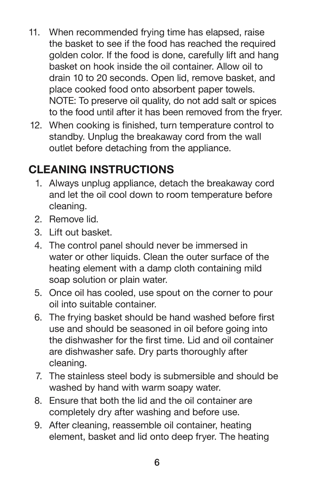 Waring DF55 manual Cleaning Instructions 