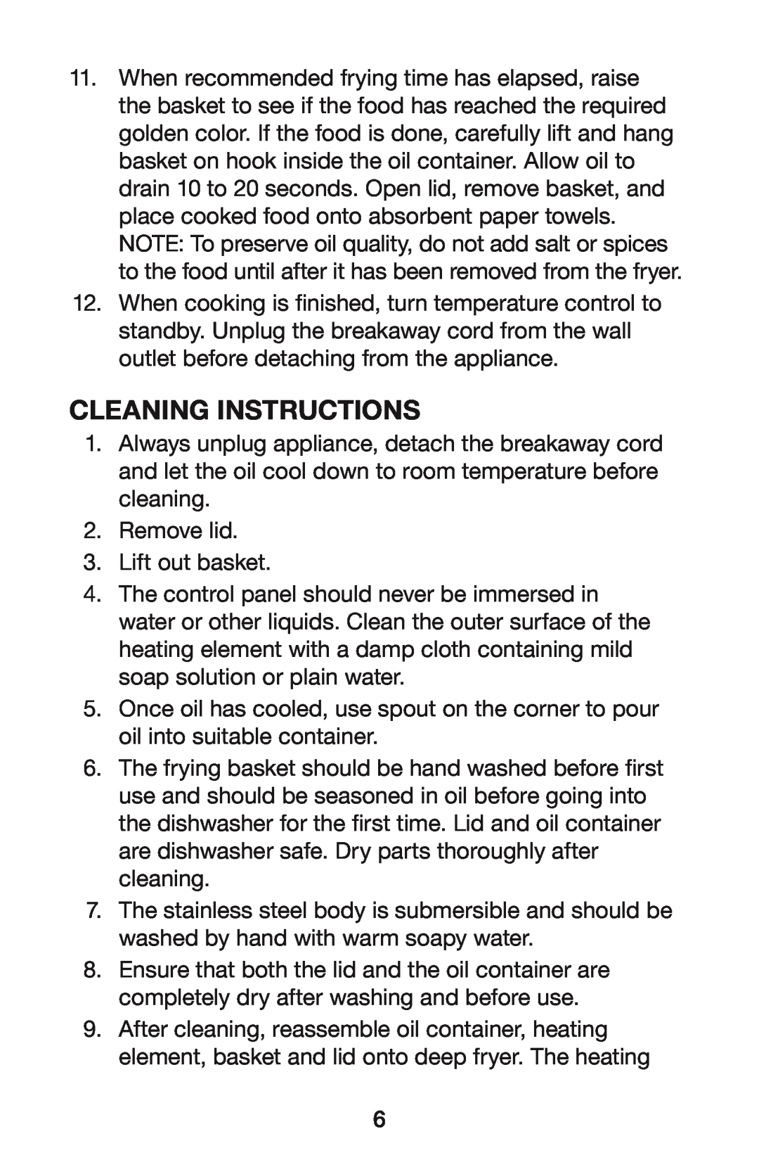 Waring DF55 manual Cleaning Instructions 