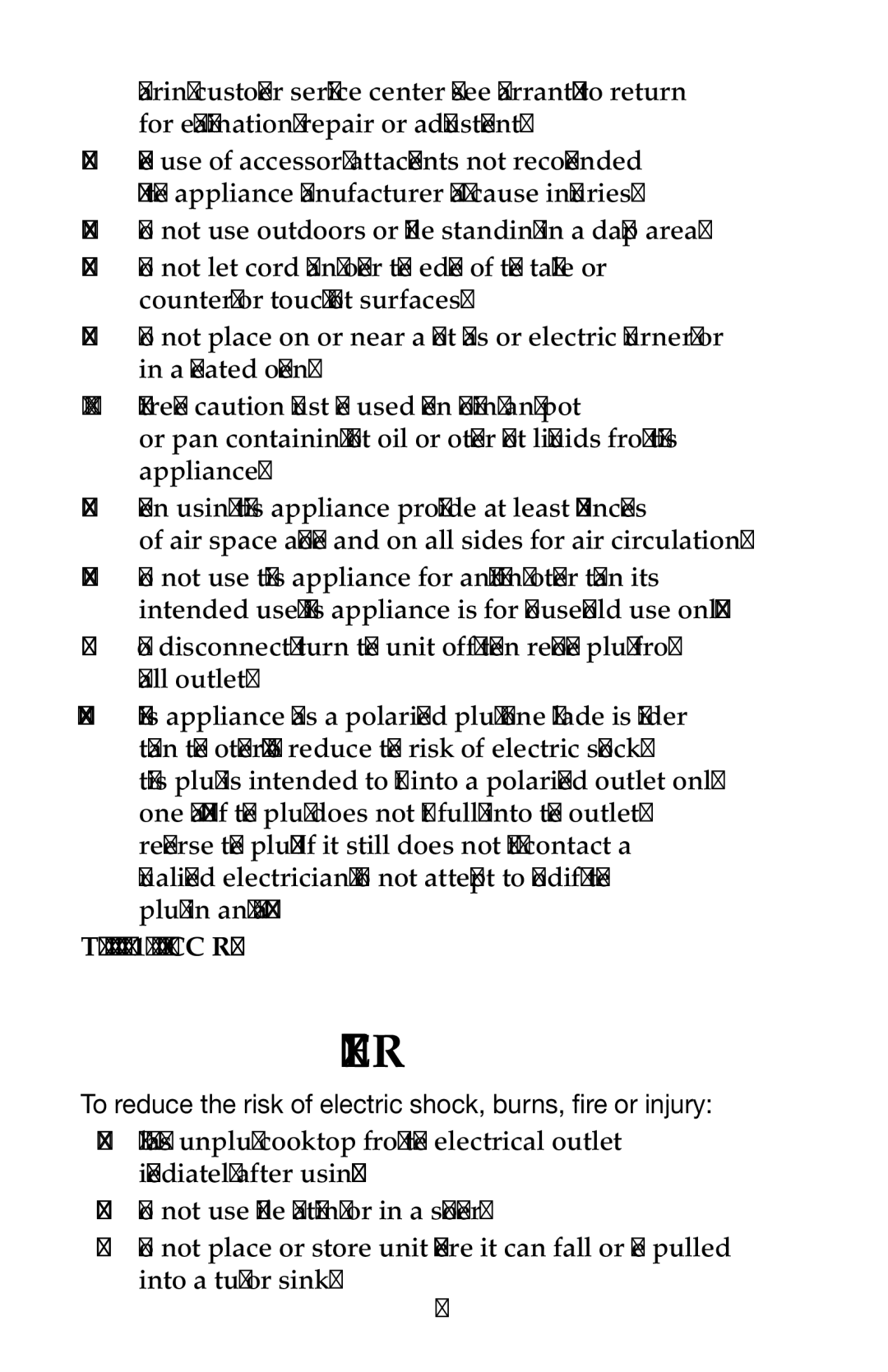 Waring ICT100 manual This device complies with Part 18 of the FCC Rules 