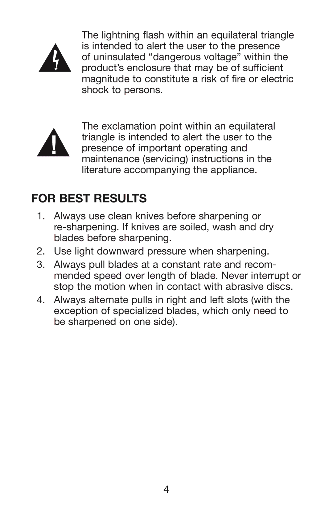 Waring KS80 manual For Best Results 