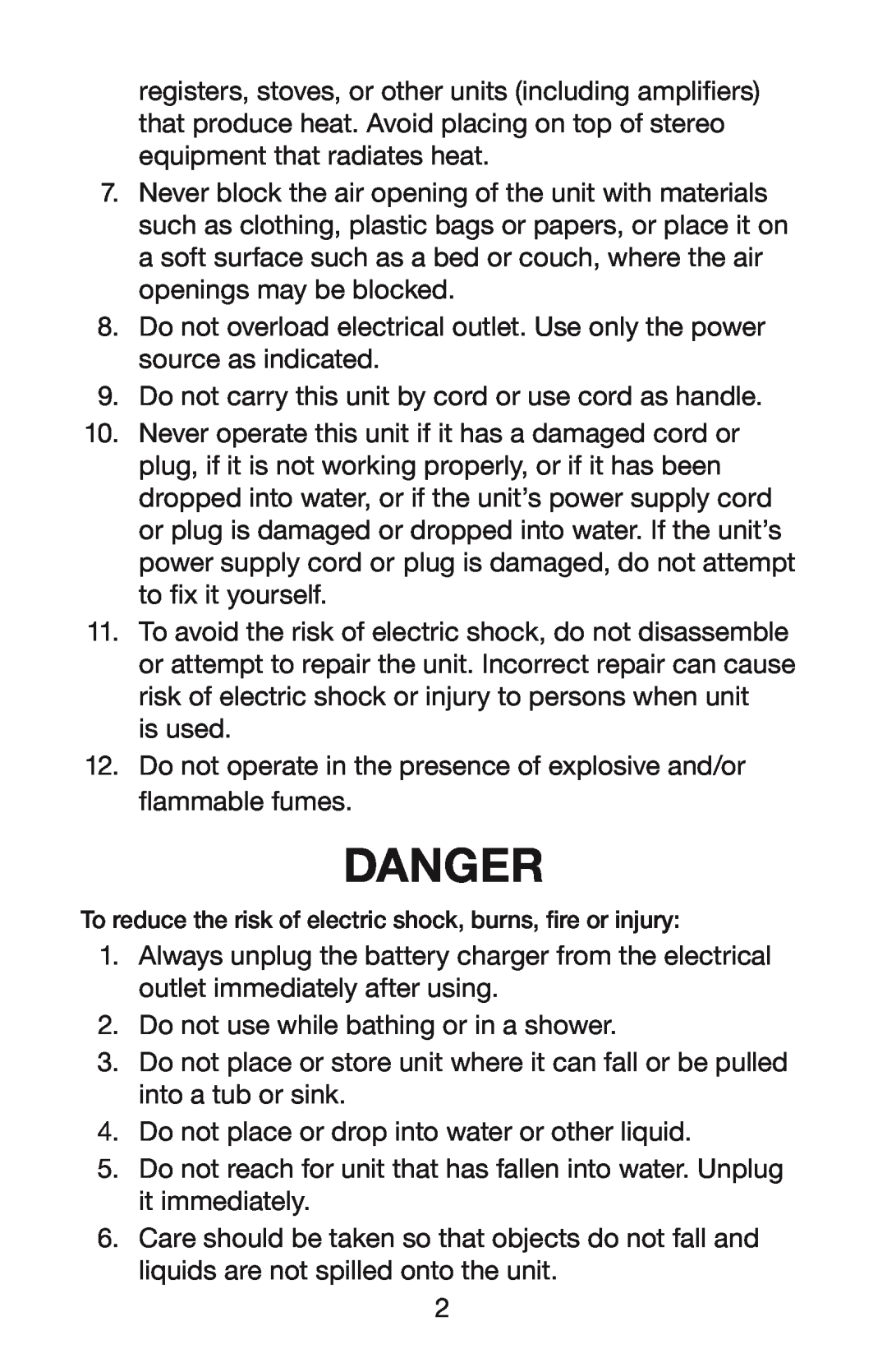 Waring PC50 manual Danger 