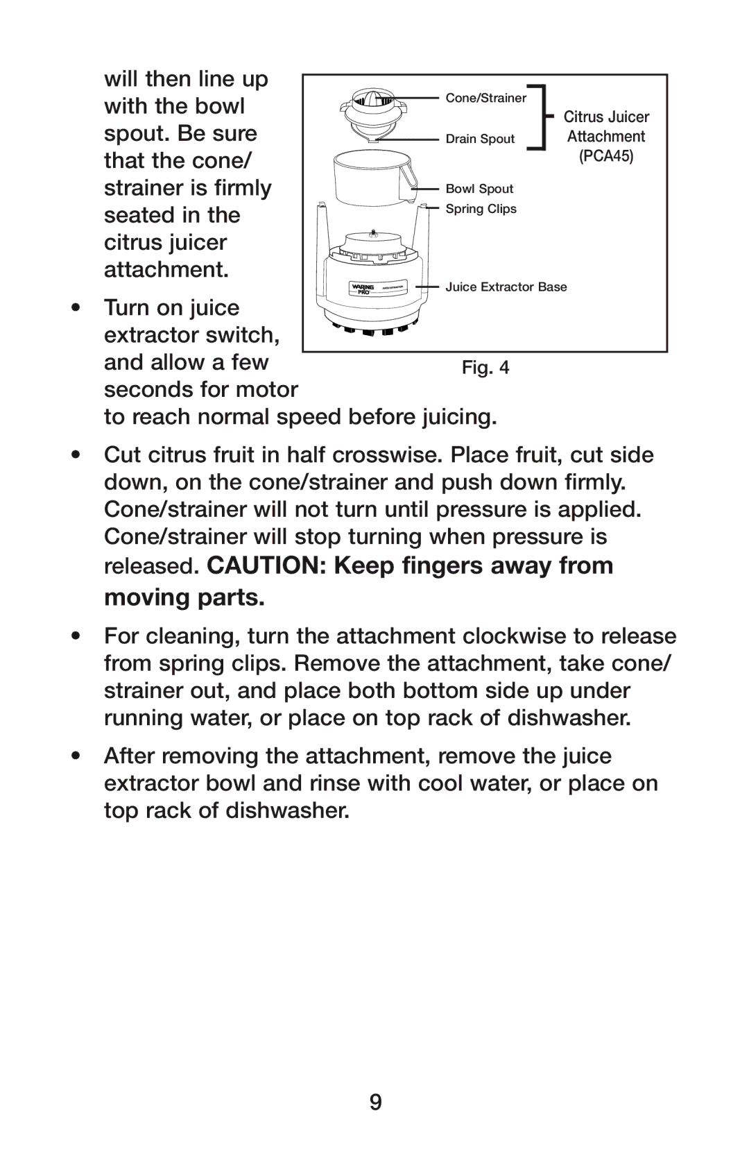 Waring PJE Series manual Will then line up 