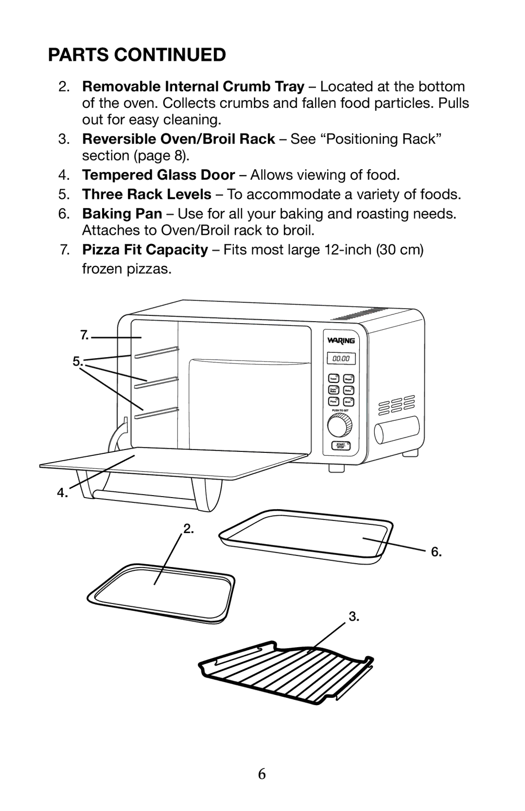 Waring TCO650 manual Parts 