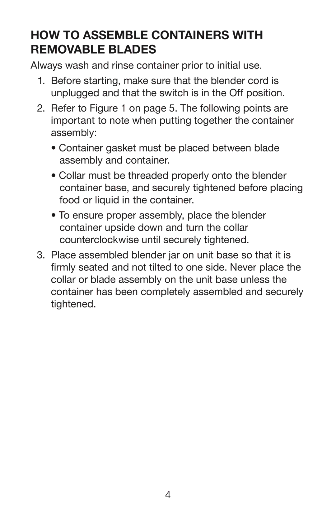 Waring TG15 manual How To Assemble Containers with Removable Blades 