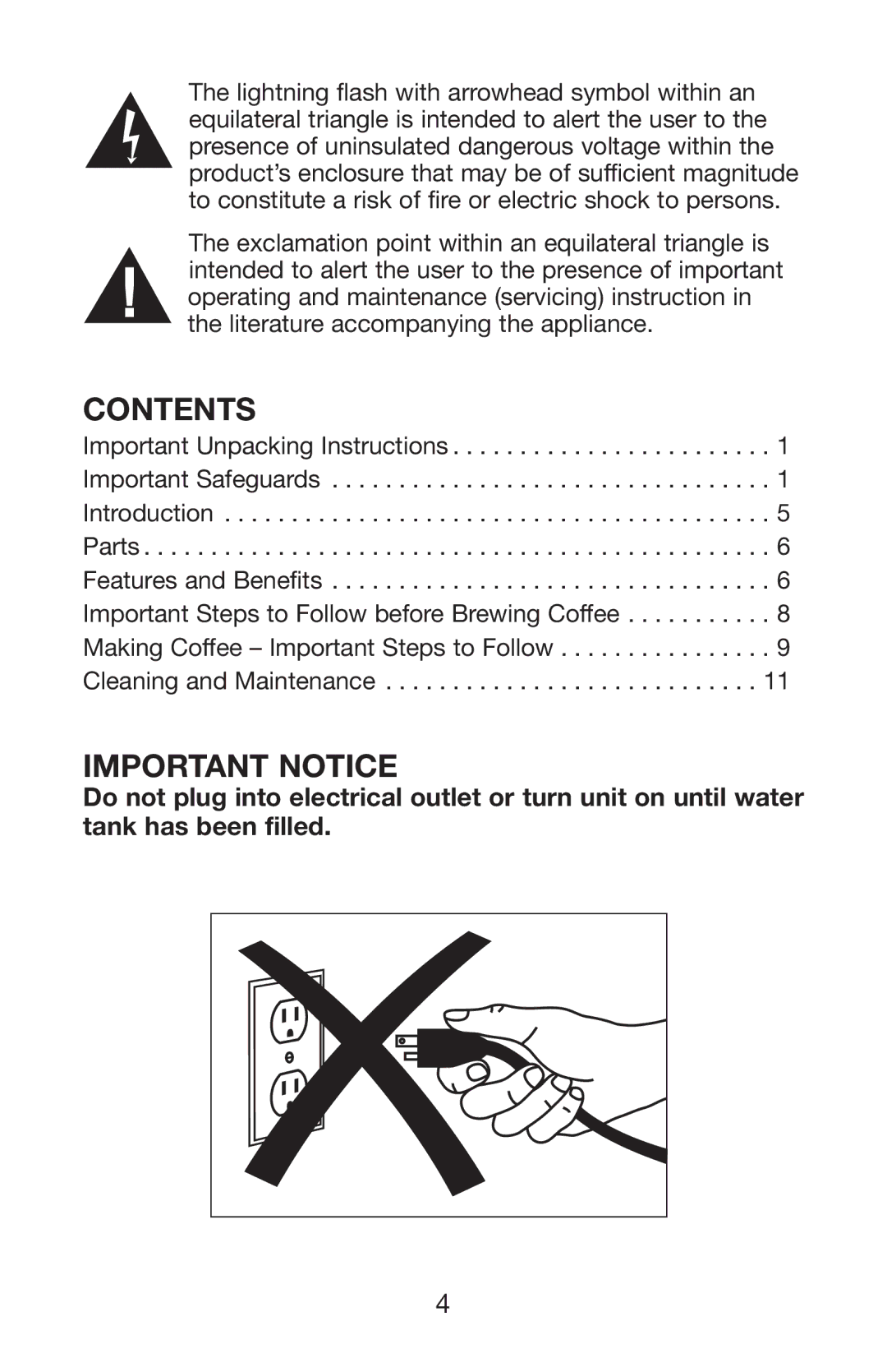 Waring WC1000 manual Contents, Important Notice 