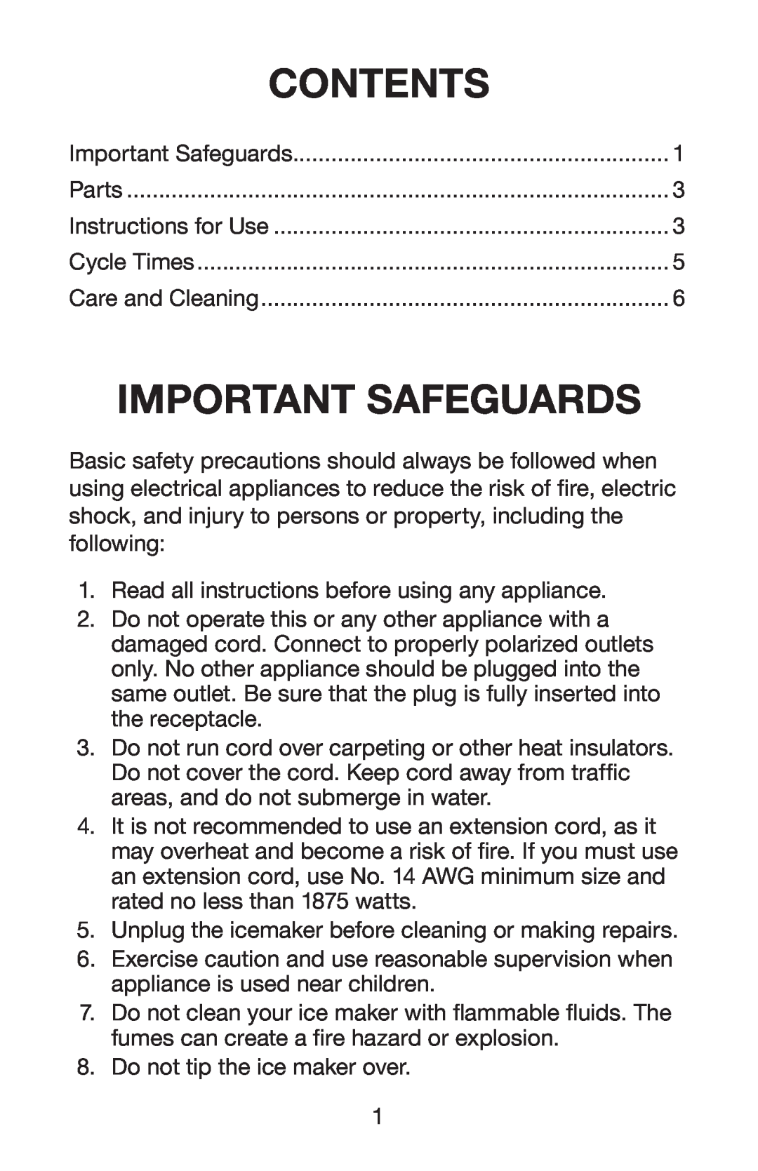 Waring WIM30 manual Contents, Important Safeguards 