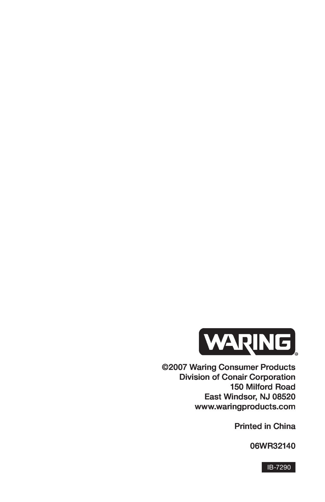 Waring WIM30 manual IB-7290 