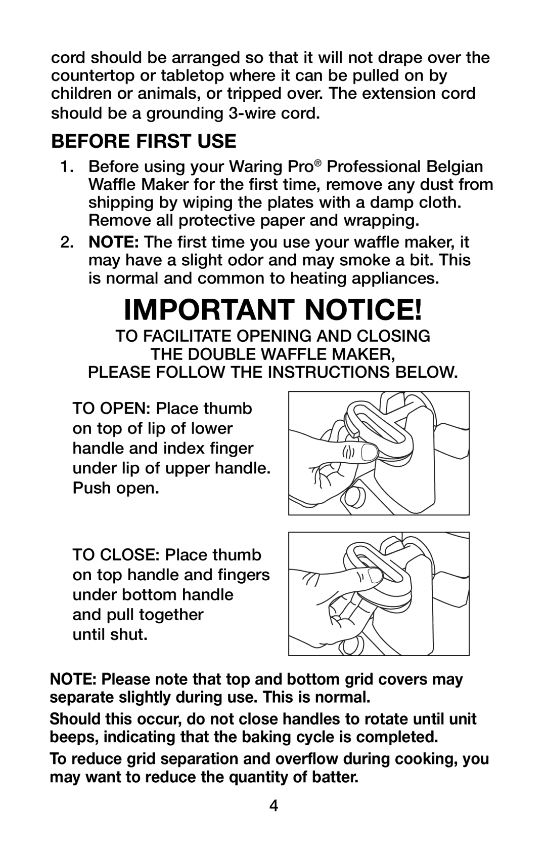 Waring WMK600 manual Important Notice, Before first use 