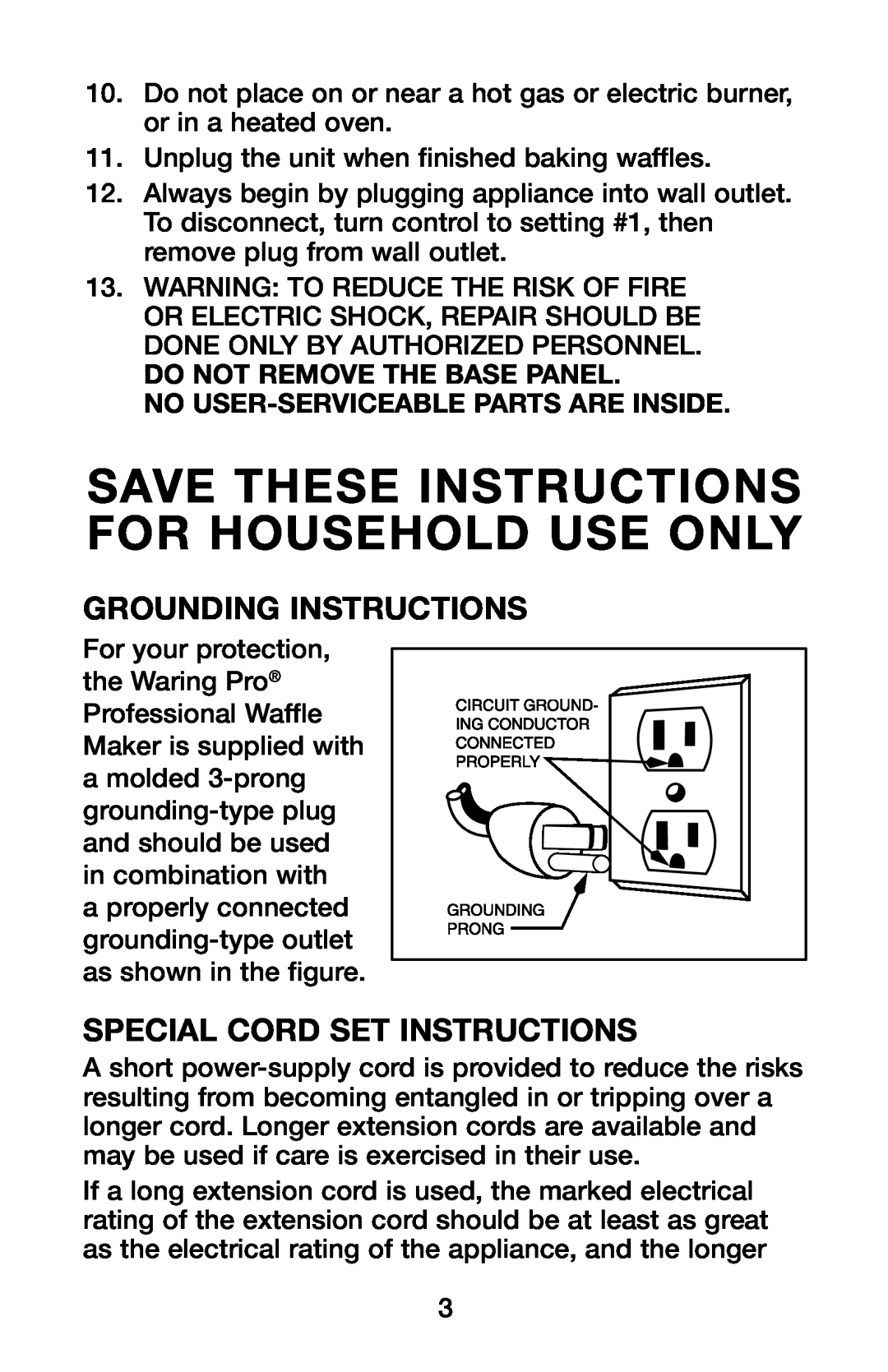 Waring WMK600 manual Save These Instructions For Household Use Only, Grounding Instructions, Special Cord Set Instructions 