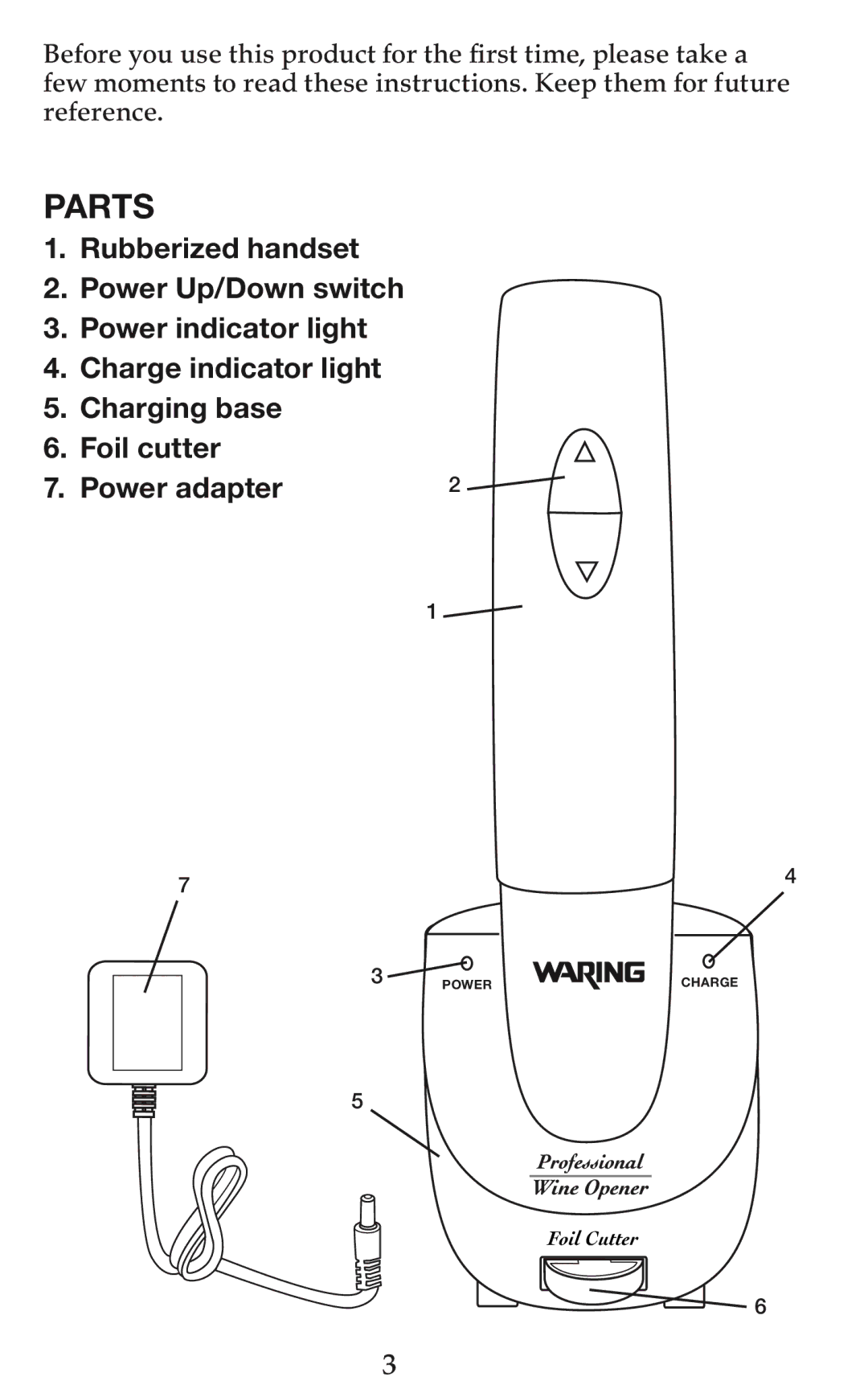 Waring WO50 manual Parts 