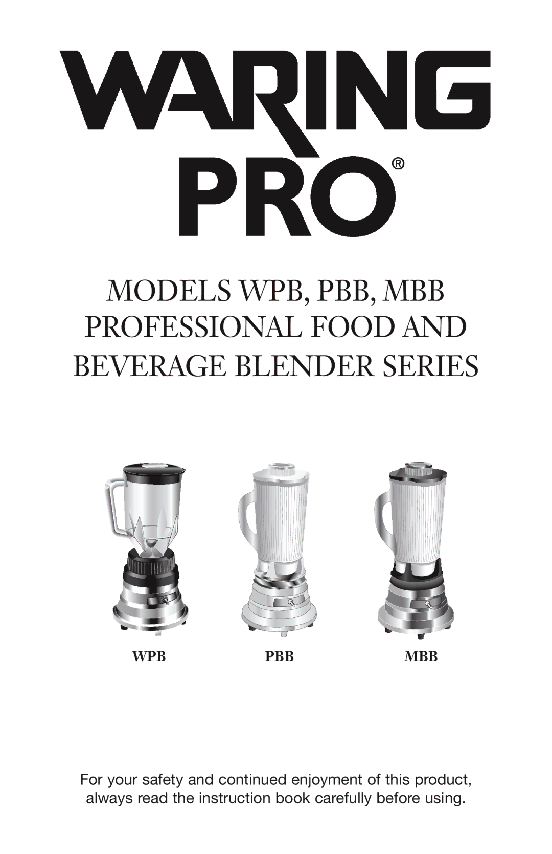 Waring PBB, WPB, MBB manual Wpb Pbb Mbb 