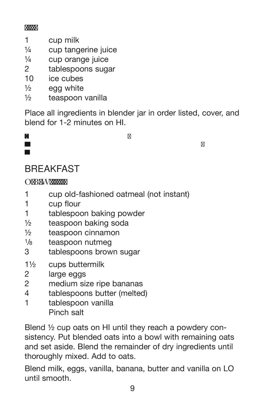 Waring PBB, WPB, MBB manual Breakfast, Citrus Julius 2 servings, Oatmeal Banana Waffles makes 8 10 waffles 