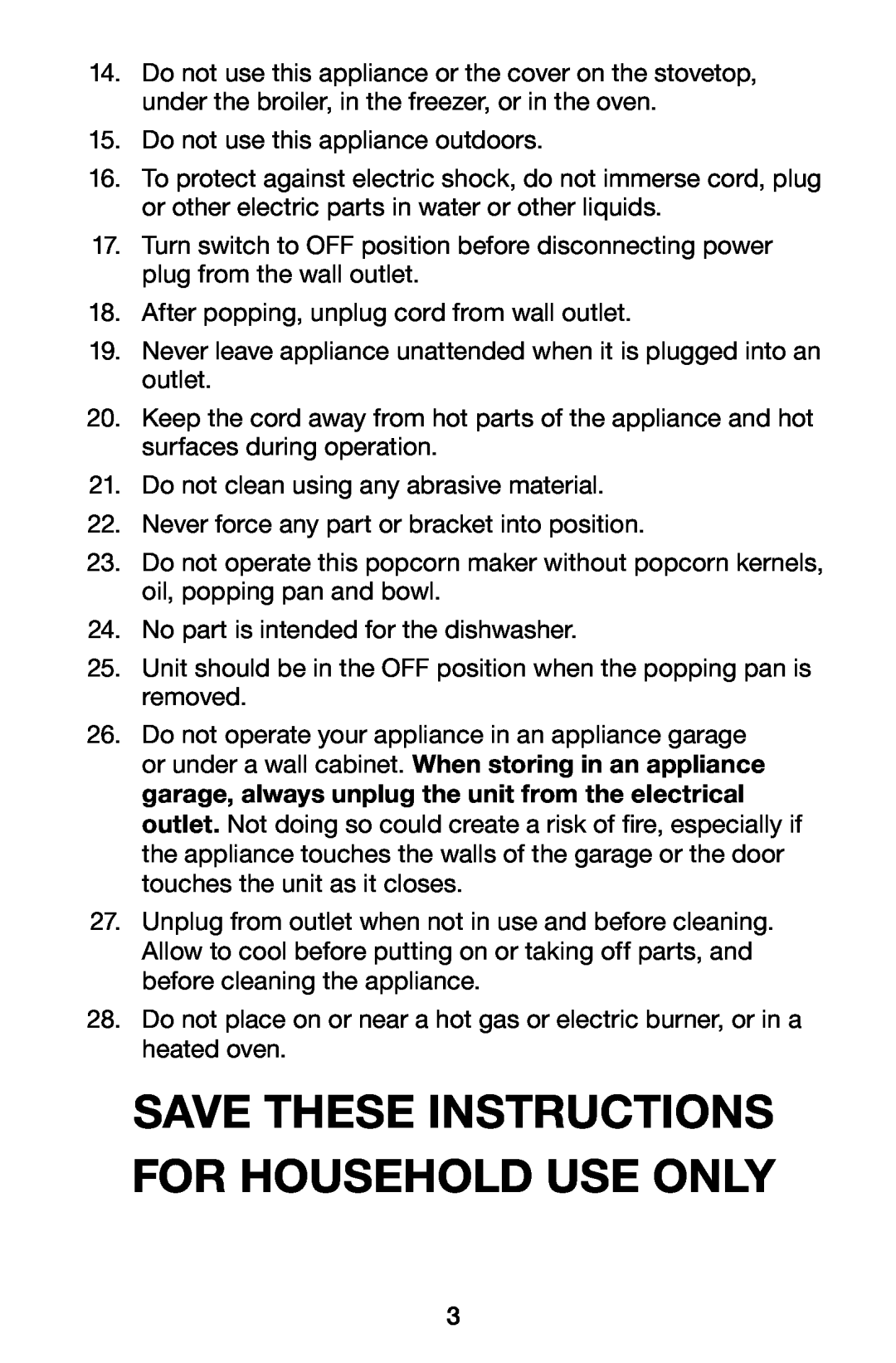 Waring WPM10 manual SAVE THESE INSTRUCTIONS For Household Use Only 