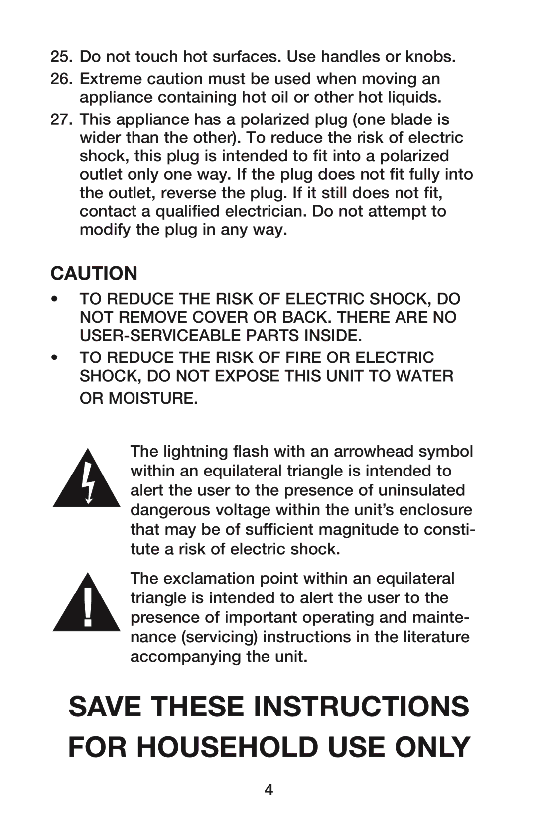 Waring YM350 manual Save These Instructions for Household USE only 