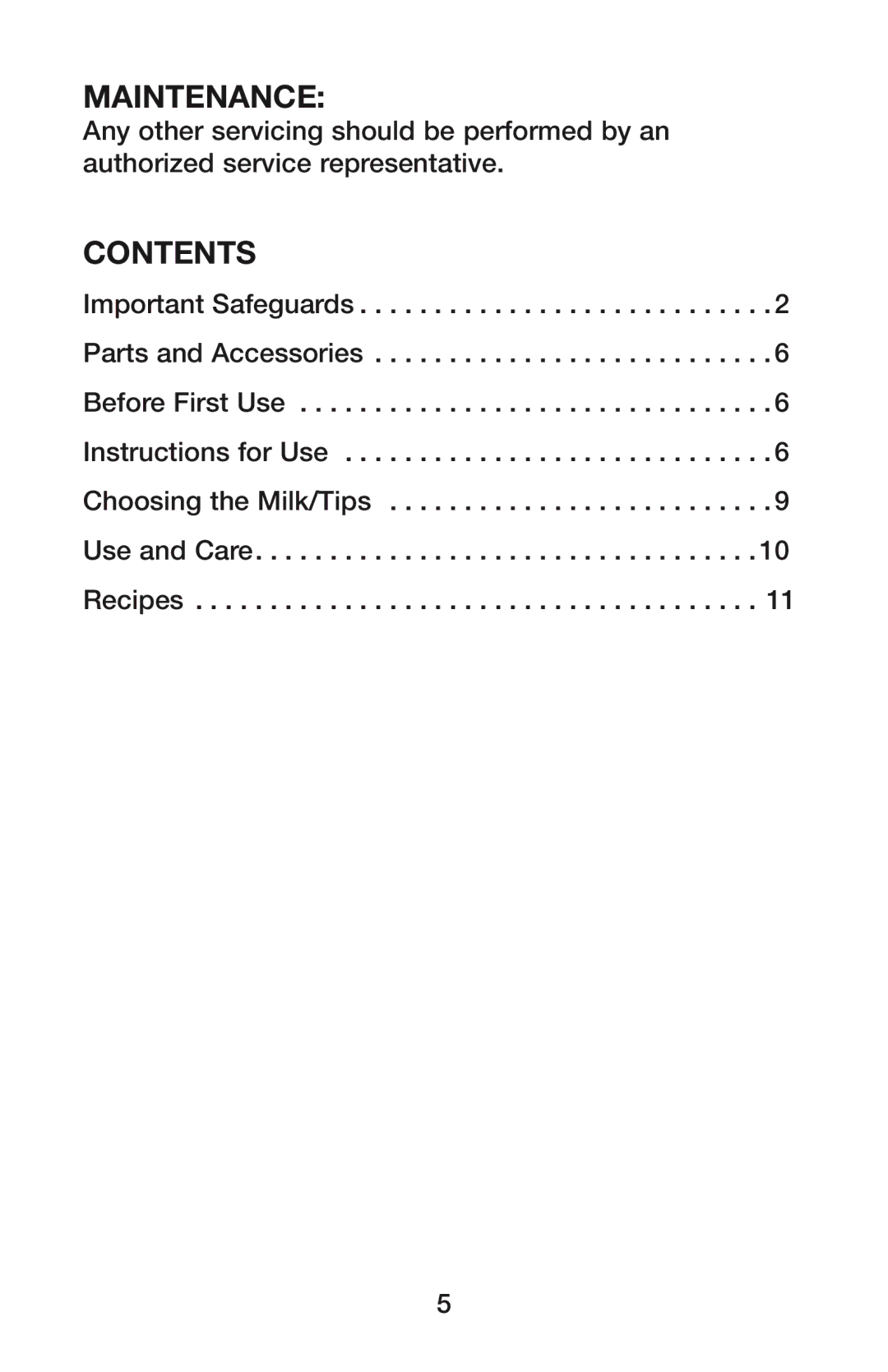 Waring YM350 manual Contents 