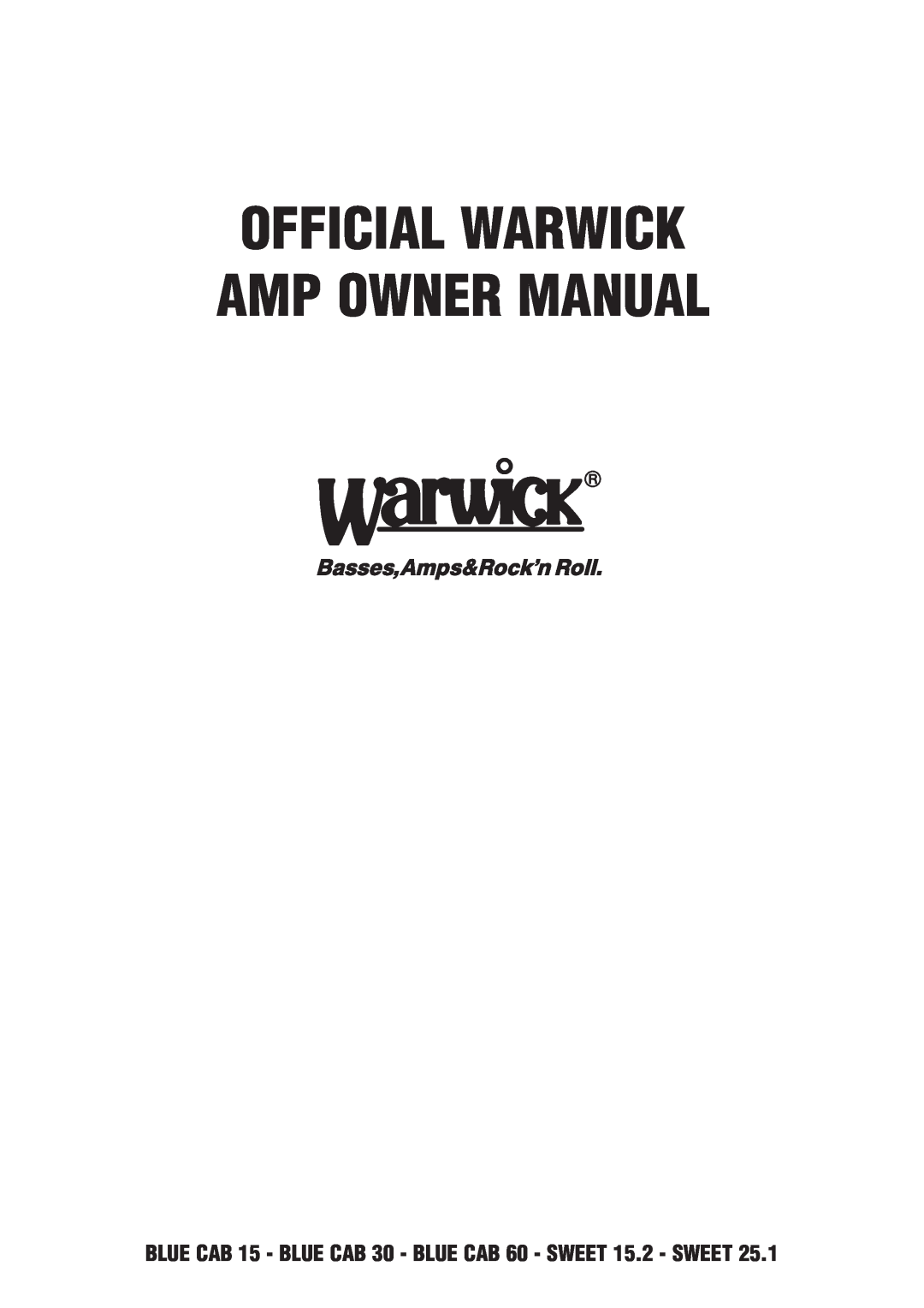 Warwick 25.1, 15.2 owner manual 