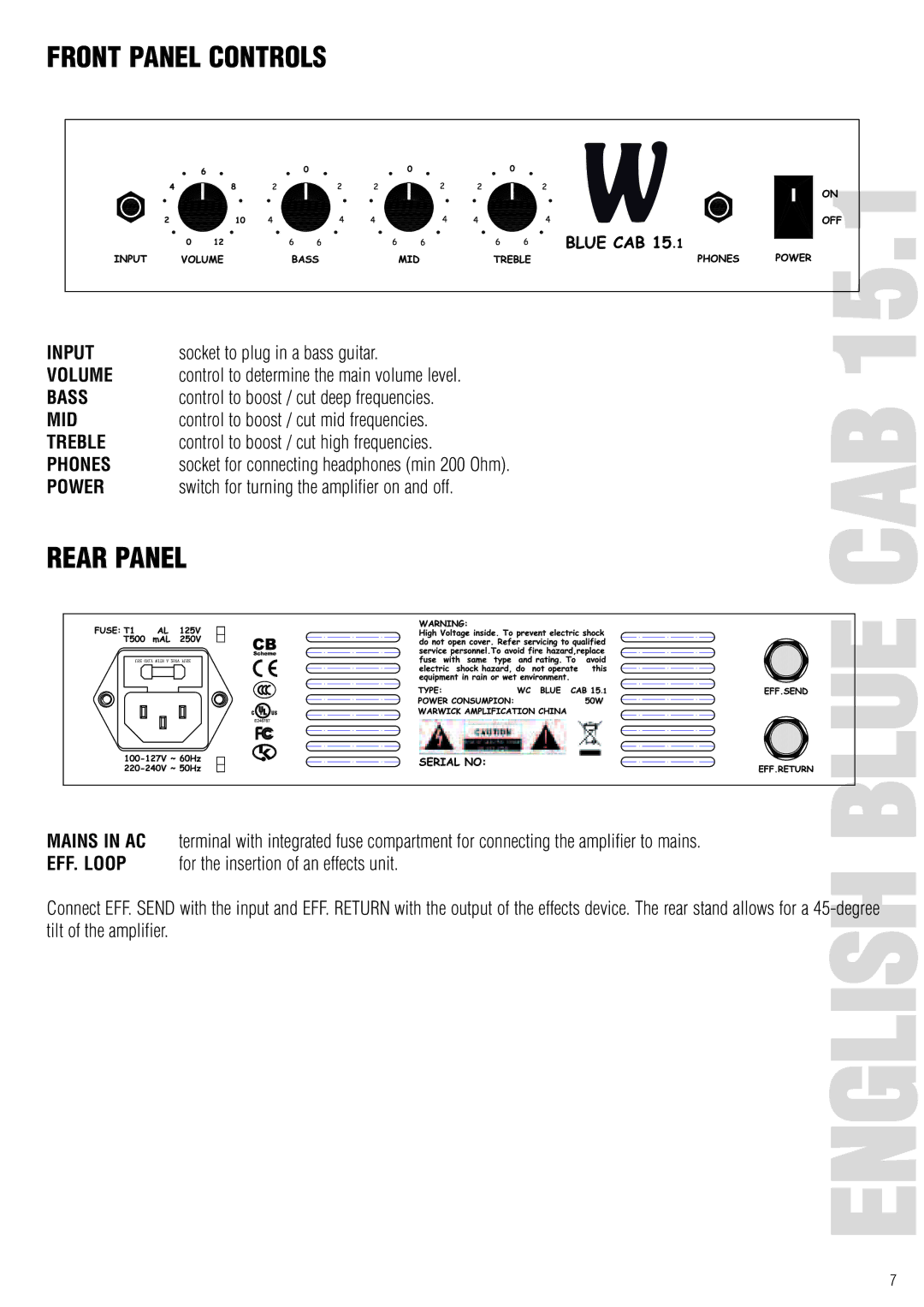 Warwick 30.1, 60.1, 15.1 owner manual 