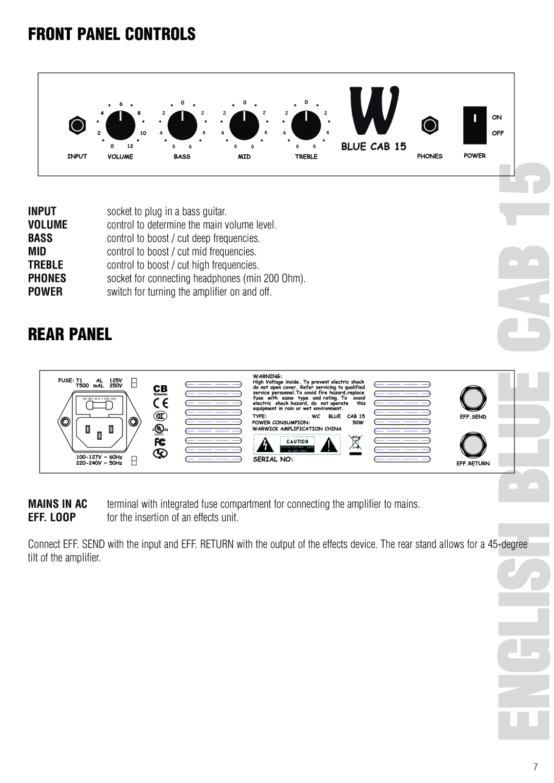 Warwick 15, 60, 30 owner manual 