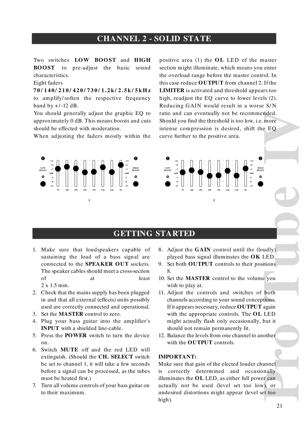 Warwick AMPs owner manual Pro, Channel 2 Solid State 