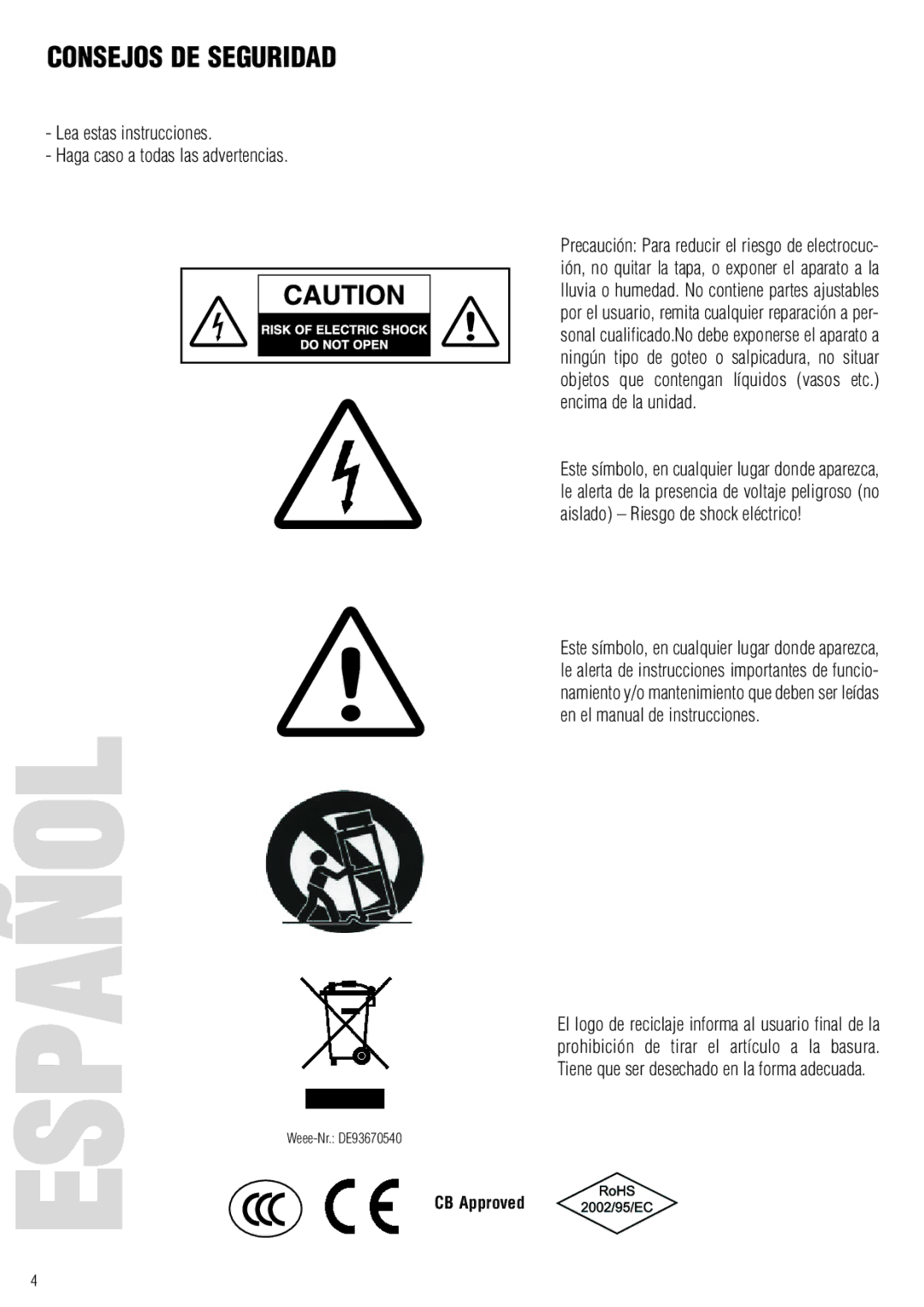 Warwick CL / CCL owner manual Español, Consejos DE Seguridad 