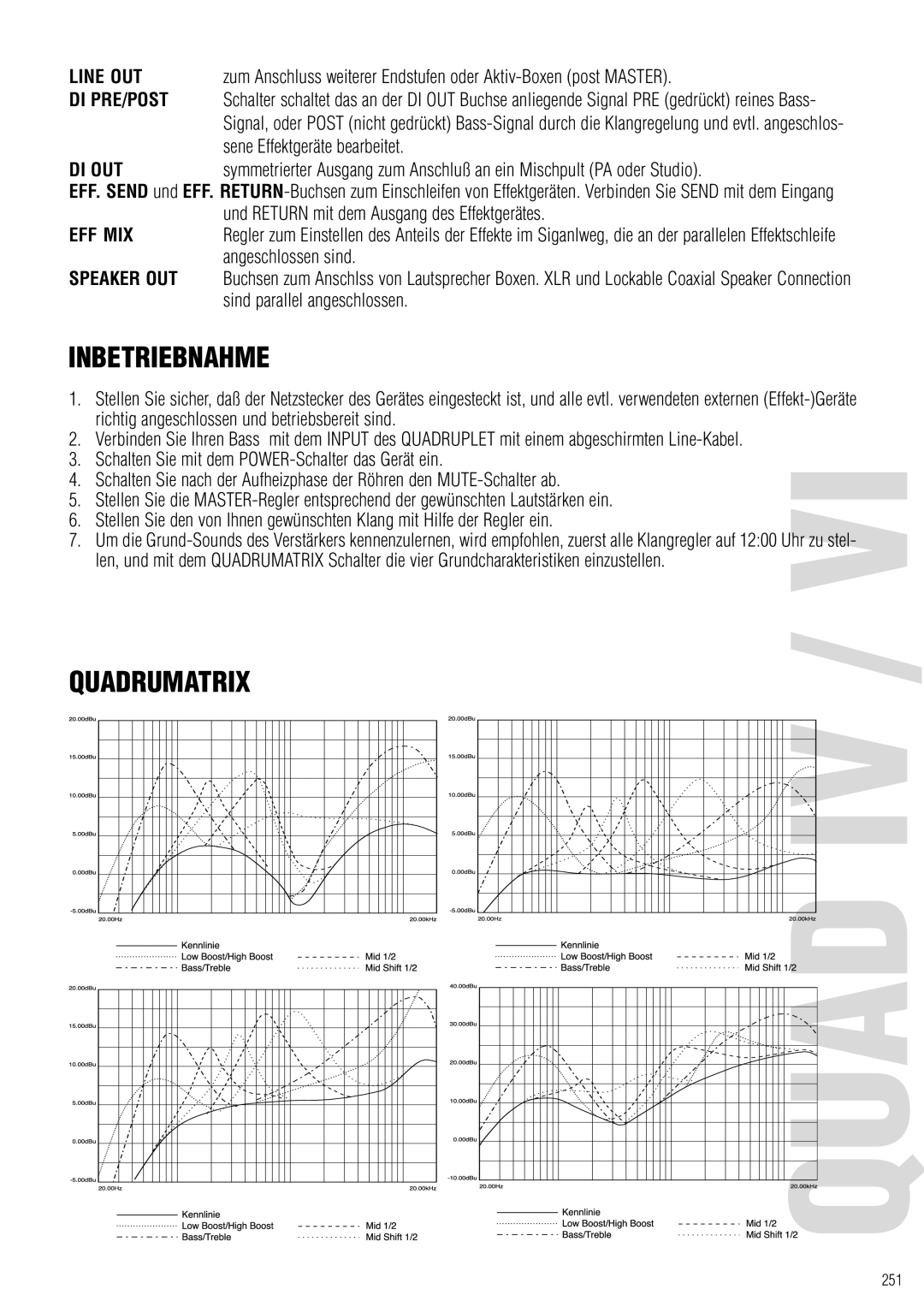 Warwick Quad IV owner manual Inbetriebnahme, Quadrumatrix 