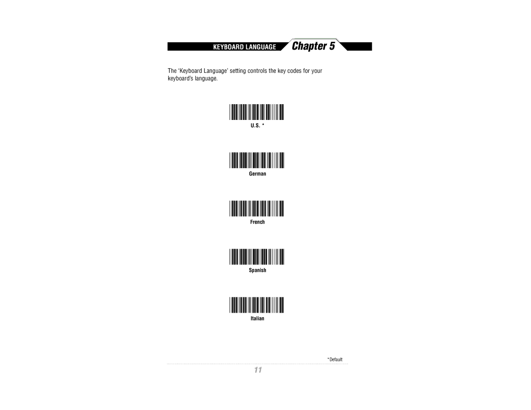 Wasp Bar Code CCD Scanner manual Keyboard Language 