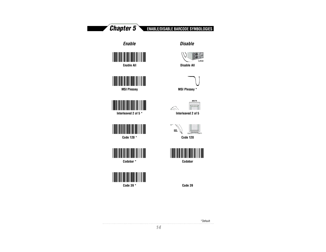 Wasp Bar Code CCD Scanner manual Enable, ENABLE/DISABLE Barcode Symbologies 