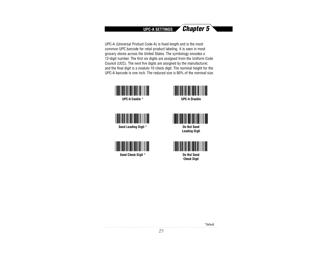 Wasp Bar Code CCD Scanner manual UPC-A Settings 