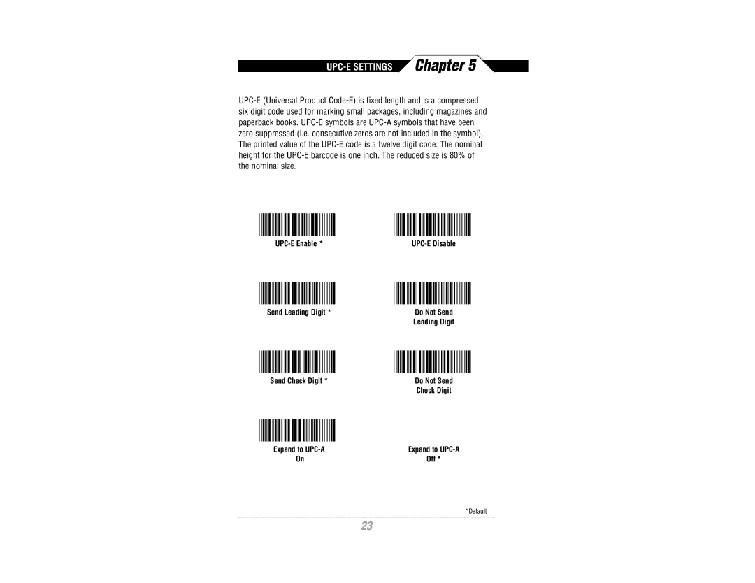 Wasp Bar Code CCD Scanner manual UPC-E Settings 