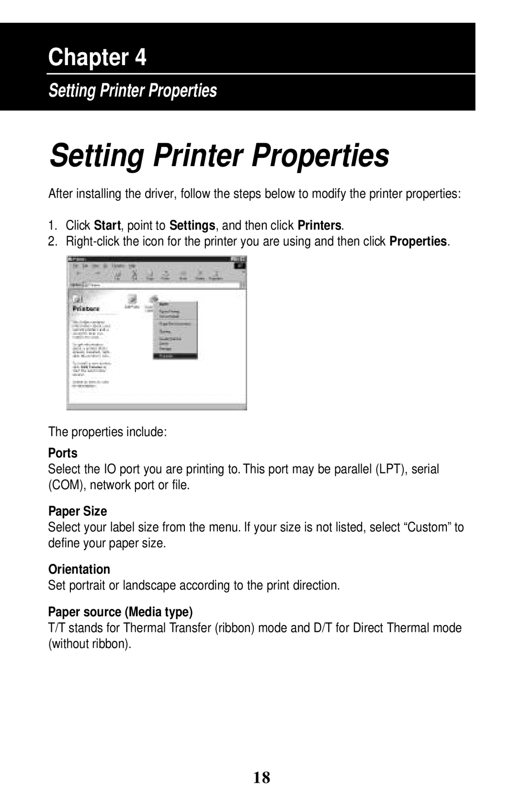 Wasp Bar Code W-300 manual Setting Printer Properties, Ports 