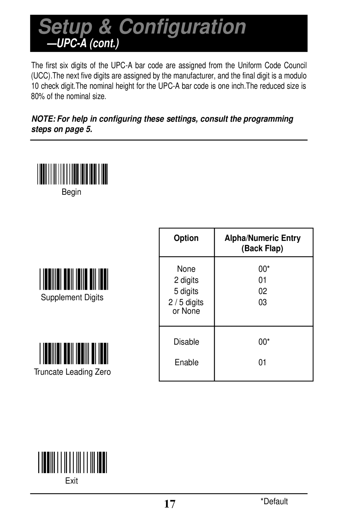 Wasp Bar Code WLP 4170 CCD manual Upc-A 