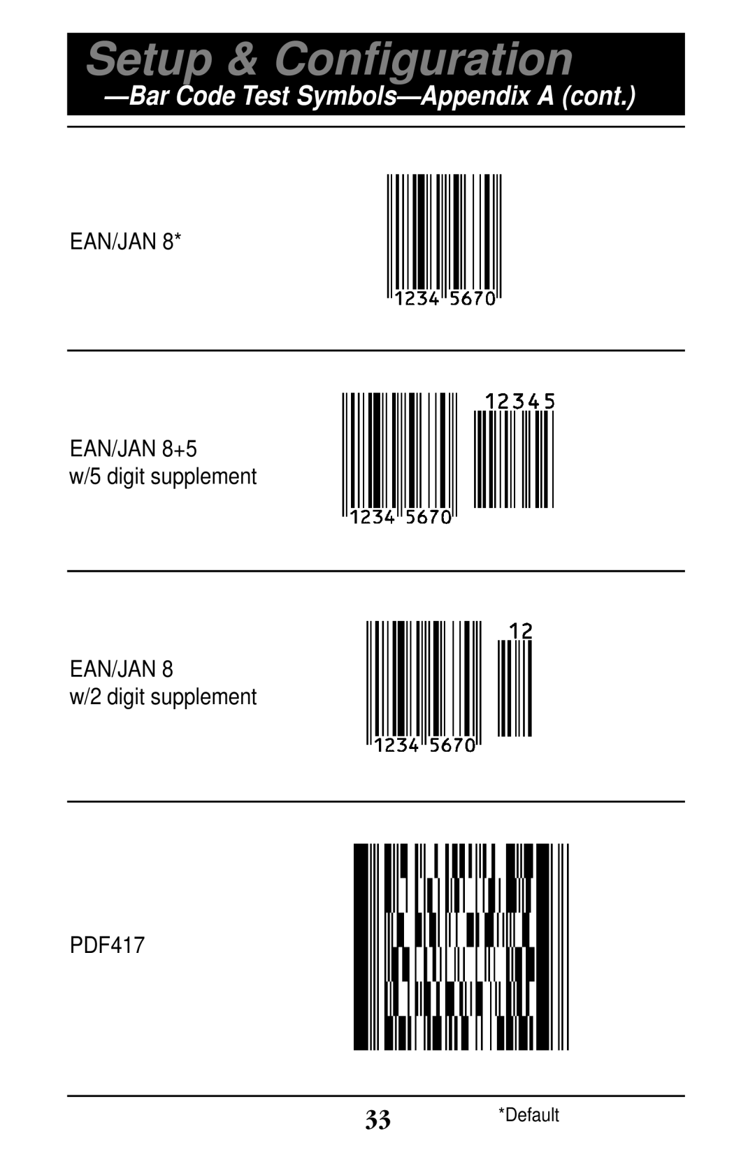 Wasp Bar Code WLP 4170 CCD manual EAN/JAN EAN/JAN 8+5 