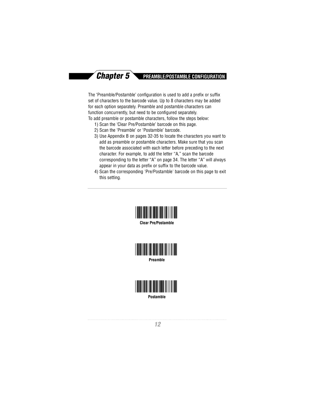 Wasp Bar Code WLR8900 Series manual PREAMBLE/POSTAMBLE Configuration 