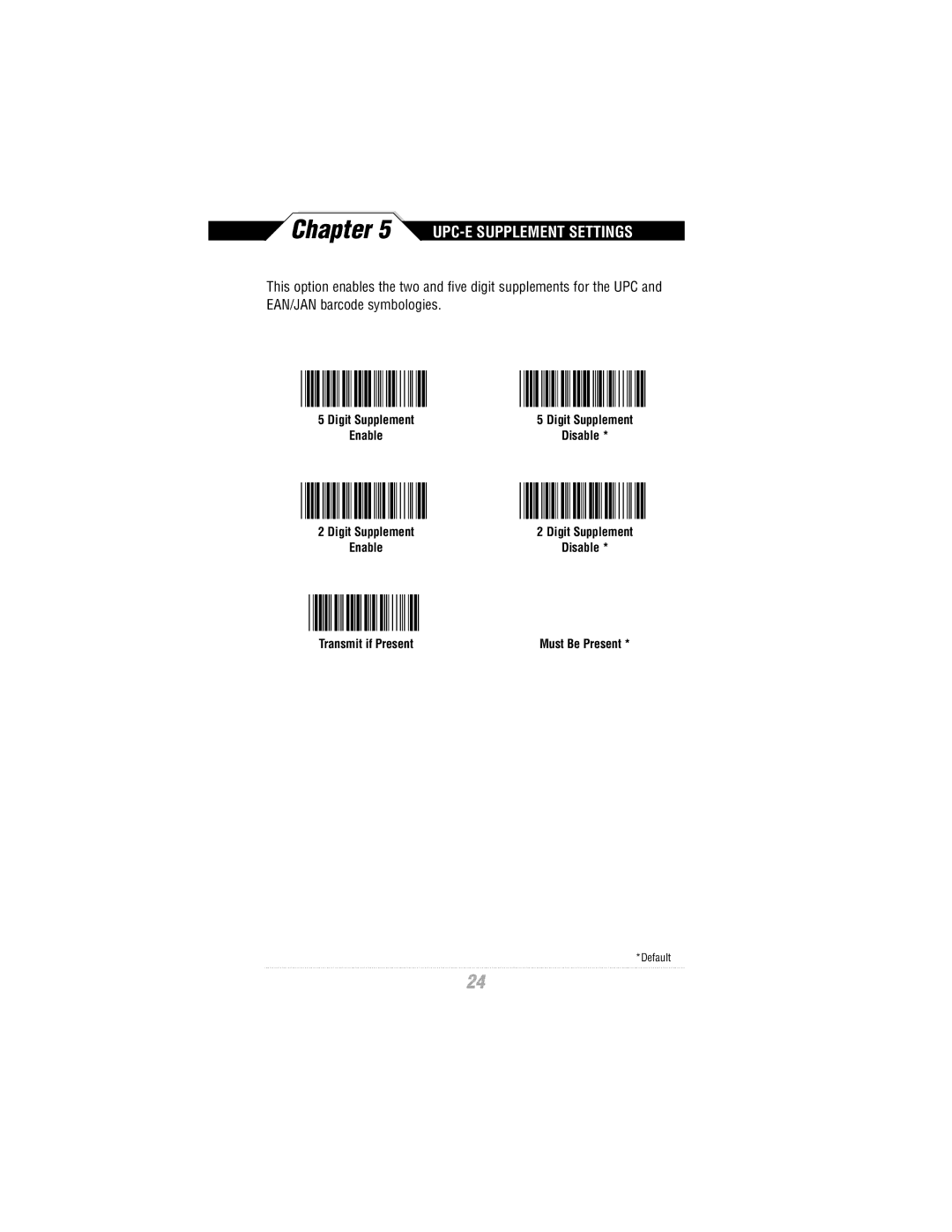 Wasp Bar Code WLR8900 Series manual UPC-E Supplement Settings 