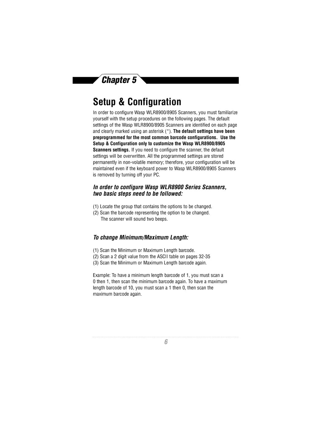 Wasp Bar Code WLR8900 Series manual Setup & Configuration 