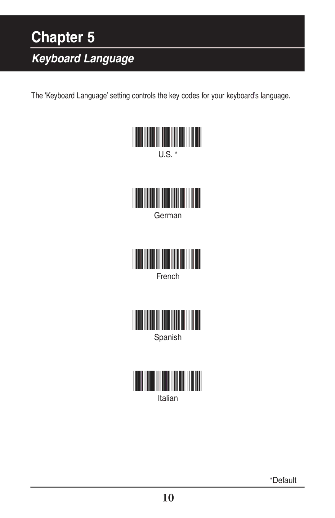 Wasp Bar Code WLR8900 manual Keyboard Language 