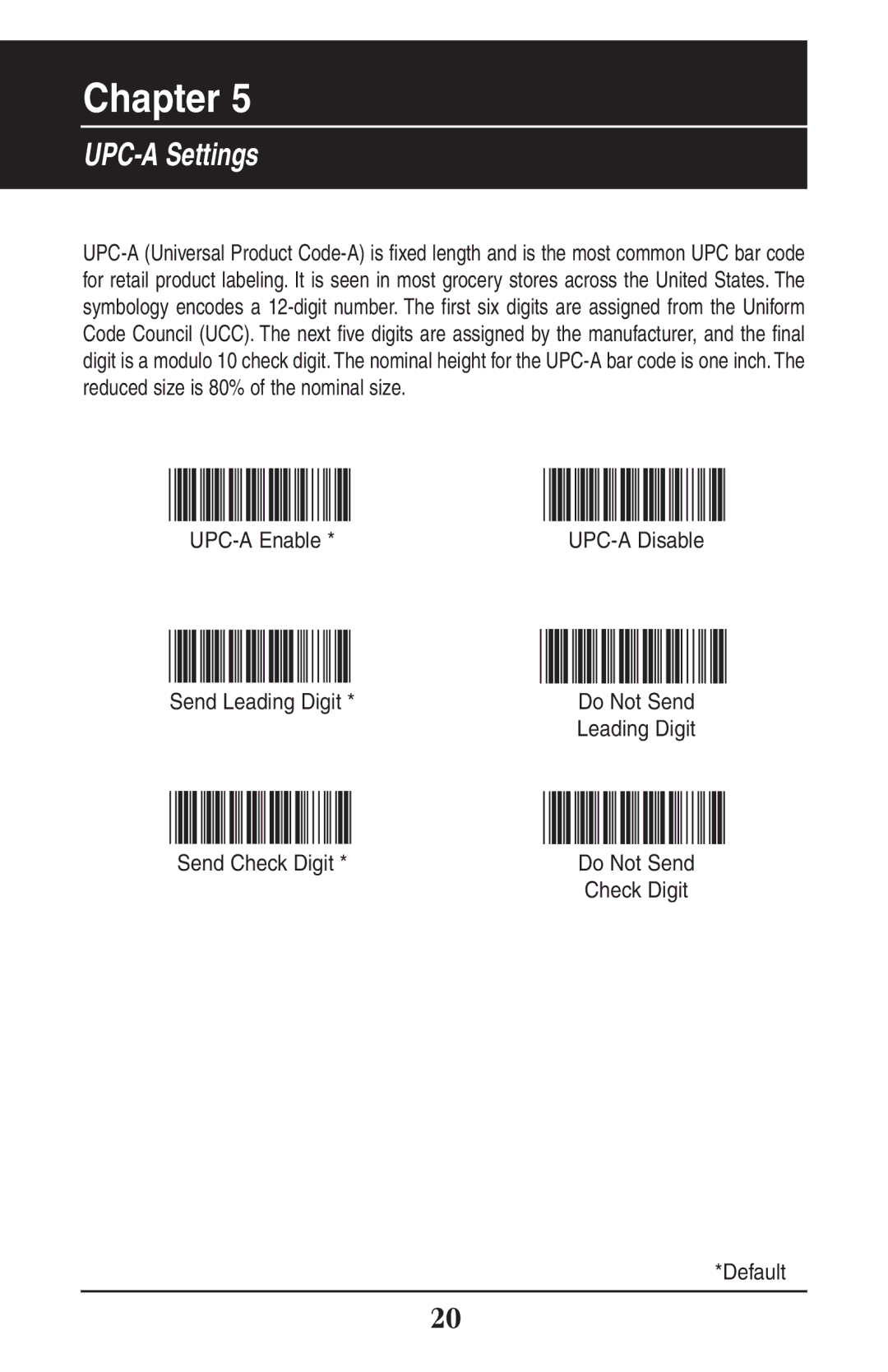 Wasp Bar Code WLR8900 manual UPC-A Settings 