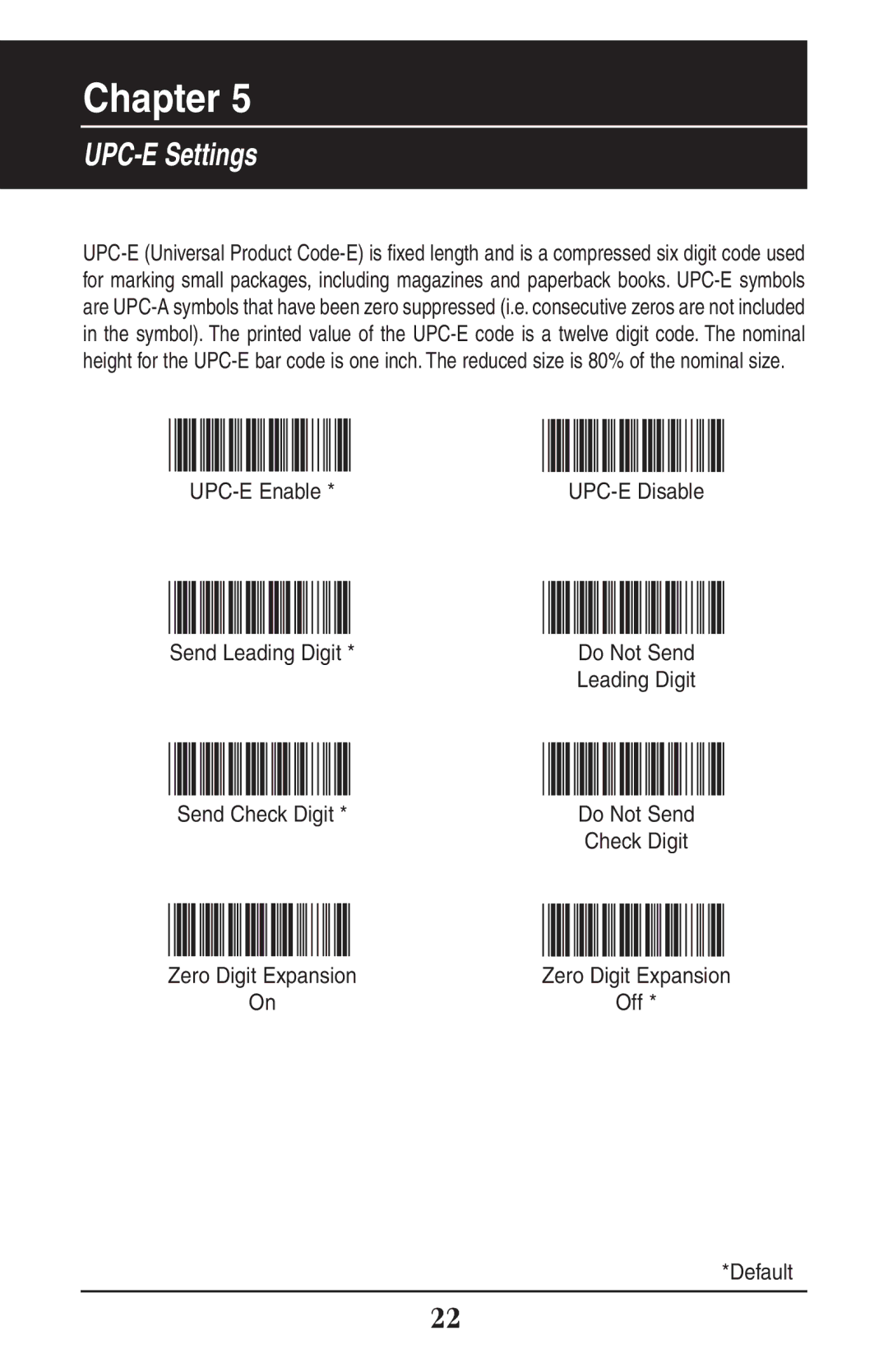 Wasp Bar Code WLR8900 manual UPC-E Settings 