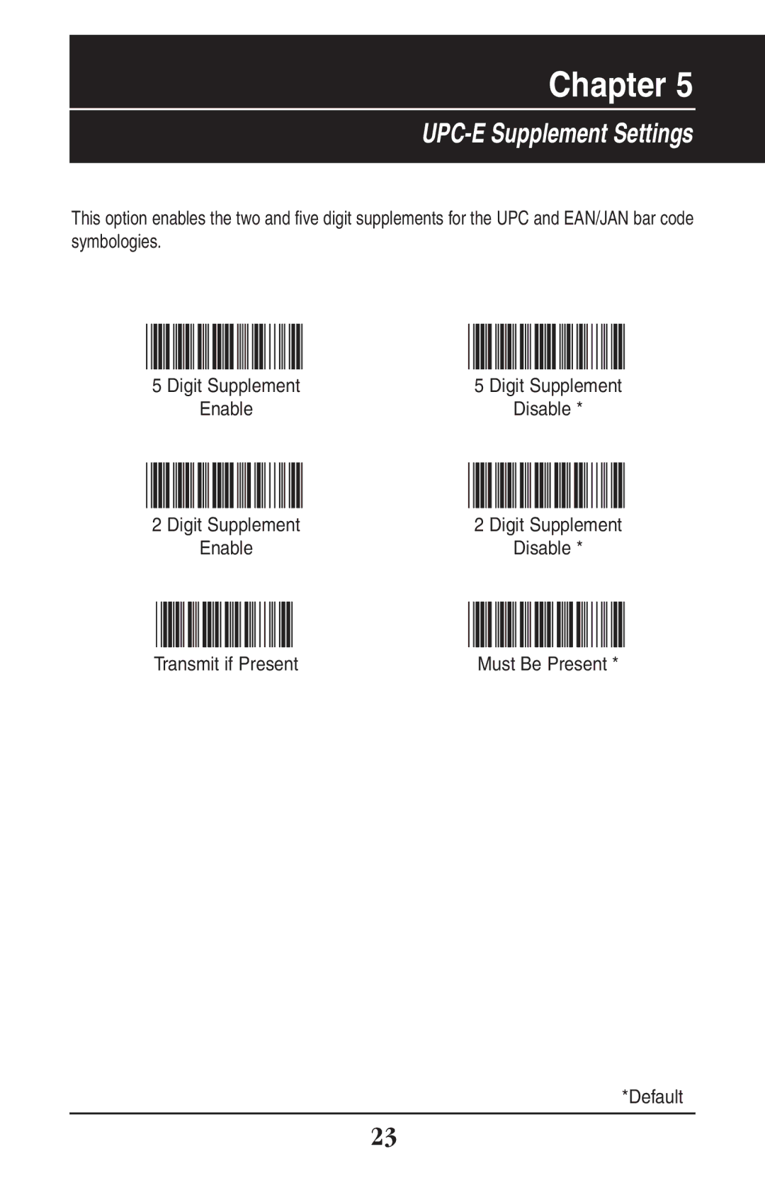 Wasp Bar Code WLR8900 manual UPC-E Supplement Settings 