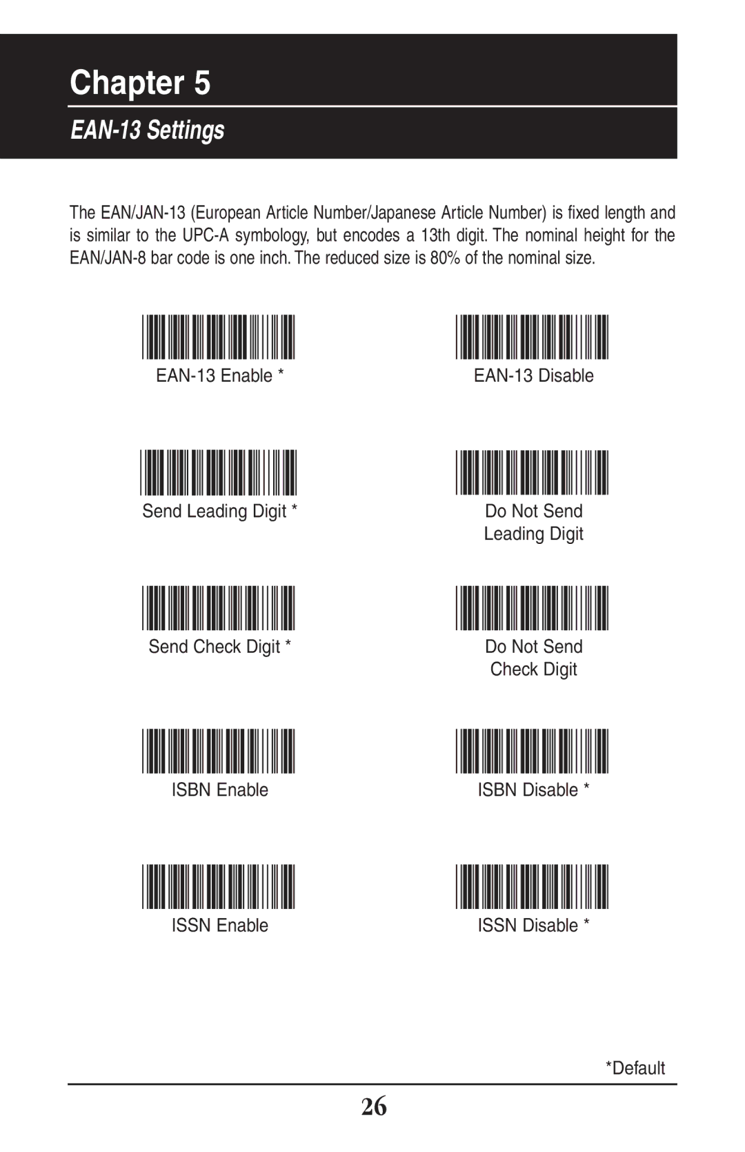 Wasp Bar Code WLR8900 manual EAN-13 Settings 