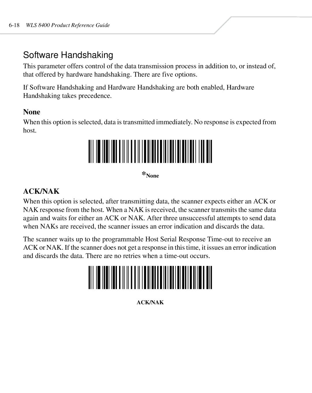 Wasp Bar Code WLS 8400 ER, WLS 8400 FZ manual Software Handshaking, Ack/Nak 