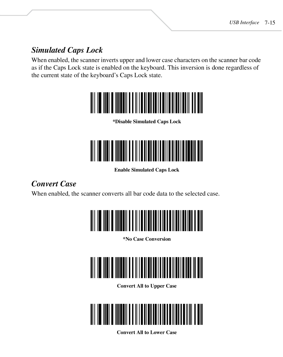 Wasp Bar Code WLS 8400 FZ, WLS 8400 ER manual Convert Case, Disable Simulated Caps Lock Enable Simulated Caps Lock 