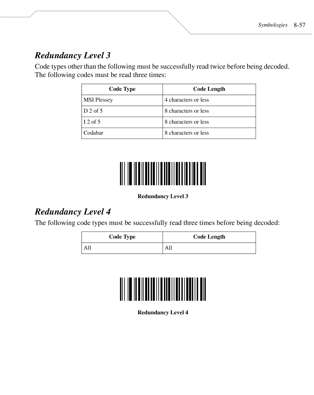 Wasp Bar Code WLS 8400 FZ, WLS 8400 ER manual MSI Plessey Characters or less Codabar 