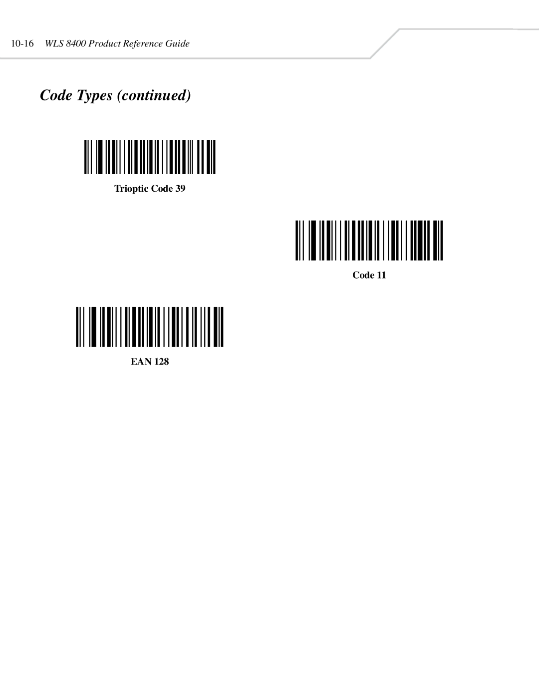 Wasp Bar Code WLS 8400 ER, WLS 8400 FZ manual Trioptic Code EAN 