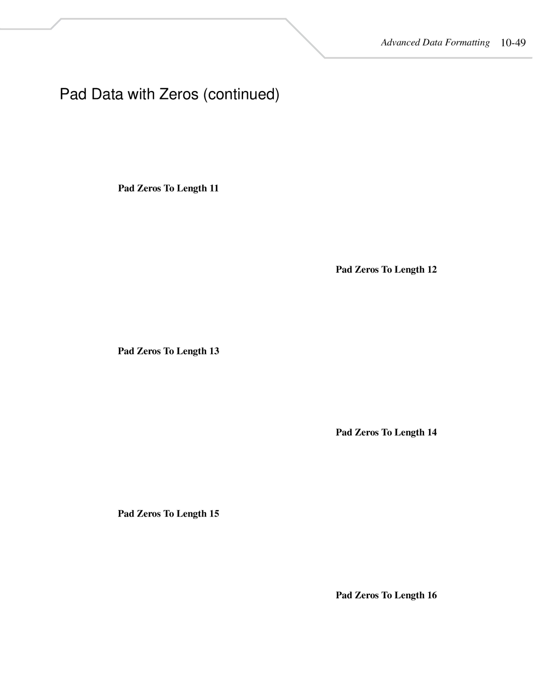 Wasp Bar Code WLS 8400 FZ, WLS 8400 ER manual Pad Data with Zeros 